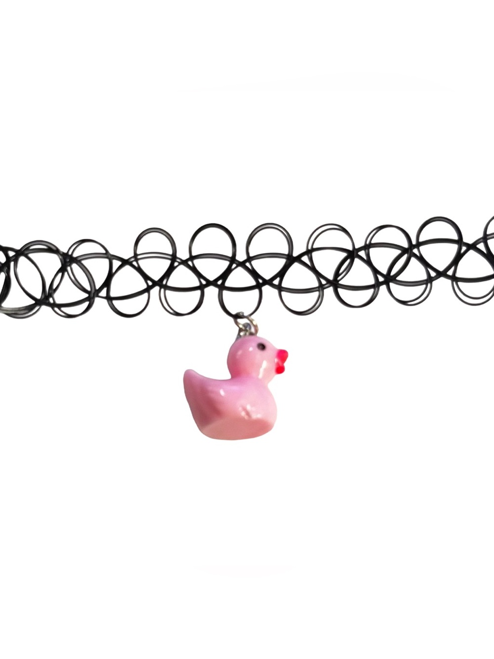 Pink Rubber Duck Charm Tattoo Choker Necklace - Kids Accessories
